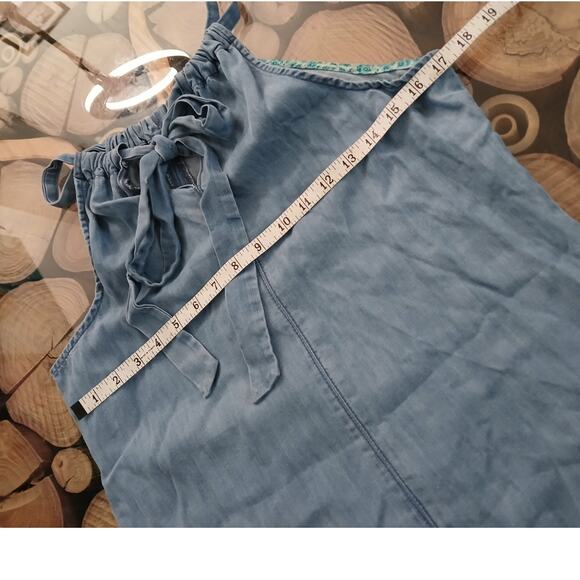 Kut From The Kloth Denim Chambray Pockets Halter Mini Dress Size 10 - Picture 4 of 10